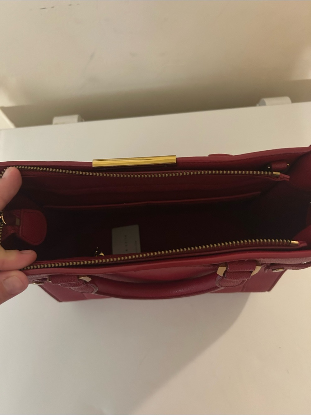 charles and Keith red handbag with gold accents - Picture 5 of 5